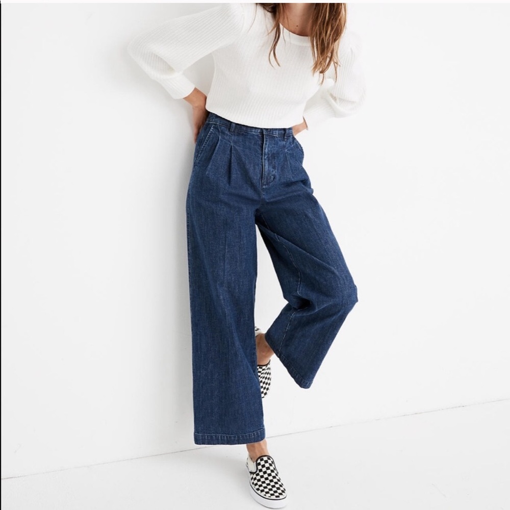Madewell blue pleated high waisted pants